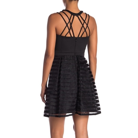 Guess Dresses & Skirts - NWT Strappy Black Halter Guess Dress with Overlay